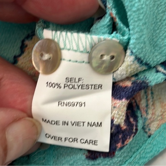 Anthropologie Fig & Flower Turquoise Floral Blouse - Picture 8 of 9